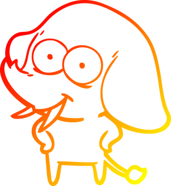 Bir insan tarafından çizilmiş mutlu bir filin sıcak çizgi çizimi