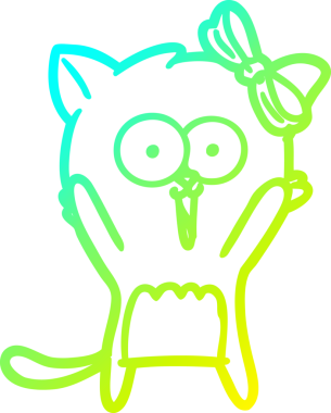 Bir insan tarafından çizilen çizgi film kedisinin soğuk gradyan çizgisi.