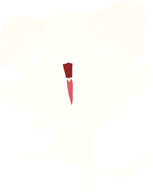 Mutlu küçük köpek düz renkli çizgi film bir insan tarafından çizildi.