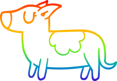 gökkuşağı gradyan çizimi bir insan tarafından çizilmiş bir çizgi köpek