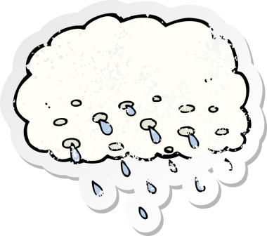 Bir insan tarafından çizilmiş karikatür yağmur bulutunun gerilimli yapıştırması