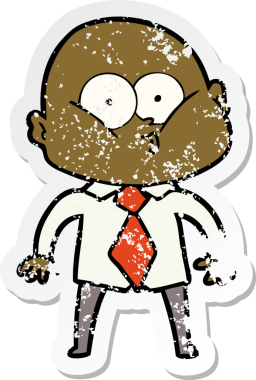 Bir insan tarafından çizilmiş kel bir adamın sıkıntılı çıkartması.