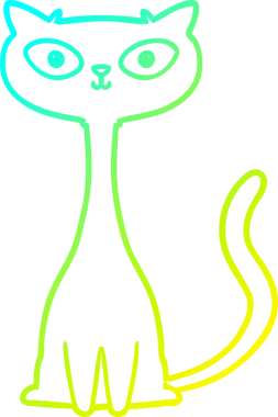 Bir insan tarafından çizilen çizgi film kedisinin soğuk gradyan çizgisi.