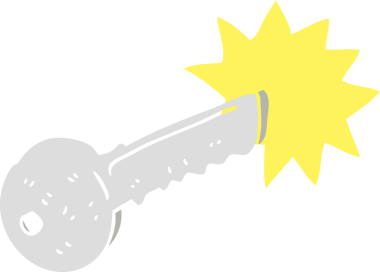 Bir insan tarafından çizilmiş kapı anahtarının düz renk çizimi