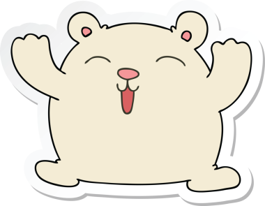 Bir insan tarafından çizilmiş komik bir kutup ayısının garip el çıkartması.