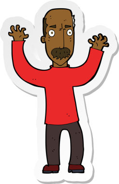 Bir insan tarafından çizilmiş kızgın bir babanın karikatür çıkartması.