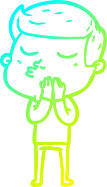 Çizgi film mankeni bir adamın insan tarafından çizilmiş soğuk gradyan çizimi.