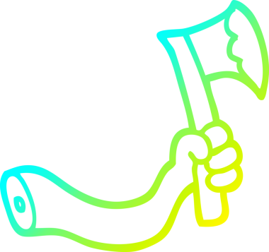 Bir insan tarafından çizilmiş baltayla çizilmiş bir çizgi film kolu.