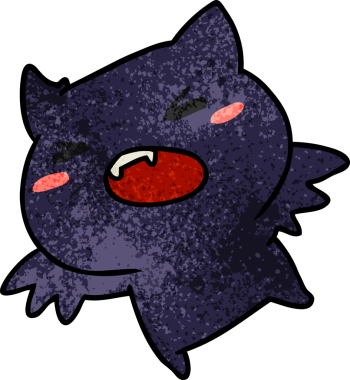 Bir insan tarafından çizilmiş kawaii sevimli yarasasının desenli çizimi