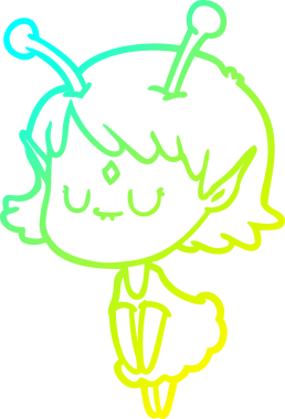 Bir insan tarafından çizilmiş bir uzaylı kız çizgi filmi.