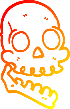 Bir insan tarafından çizilen mutlu kafatası çizgi çizimi.