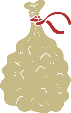 Bir insan tarafından çizilen çuvalın düz renk çizimi