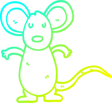 Bir insan tarafından çizilen çizgi film faresinin soğuk gradyan çizgisi.