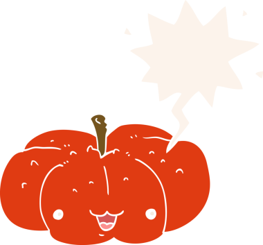 bir insan tarafından çizilmiş, konuşma baloncuklu çizgi film balkabağı.