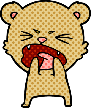 Bir insan tarafından çizilmiş aç çizgi film ayısı.