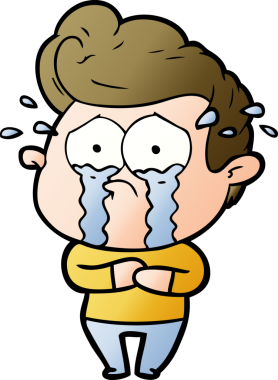 Bir insan tarafından çizilmiş ağlayan bir karikatür.