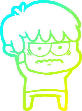 Bir insan tarafından çizilmiş soğuk gradyan çizgi film karakteri.