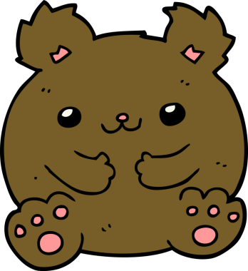 Bir insan tarafından çizilmiş çizgi film ayısı.