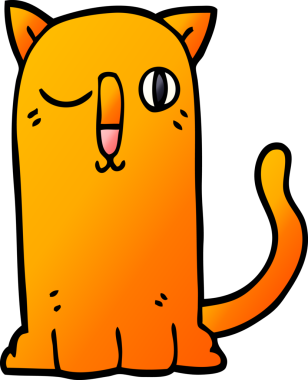 Bir insan tarafından çizilmiş komik bir kedi.