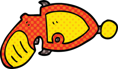 bir insan tarafından çizilmiş çizgi roman tarzı ışın tabancası