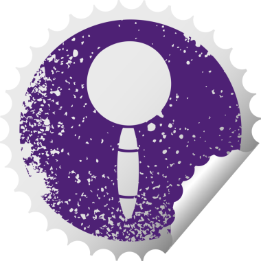 Bir insan tarafından çizilmiş bir büyüteç sembolünün çizilmiş dairesel soyma etiketi.