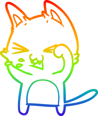 Gökkuşağı gradyan çizgi çizimi Bir insan tarafından çizilmiş bir çizgi kedi tıslama