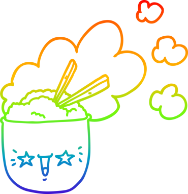 Gökkuşağı gradyan çizgisi. Bir insan tarafından çizilmiş sıcak pirinç kasesi.