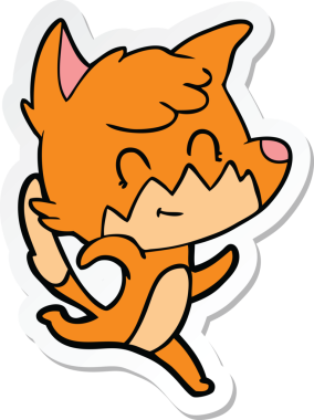 Bir insan tarafından çizilmiş bir çizgi film tilkisinin çıkartması.