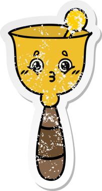 Bir insan tarafından çizilmiş şirin bir okul çanının sıkıntılı çıkartması.