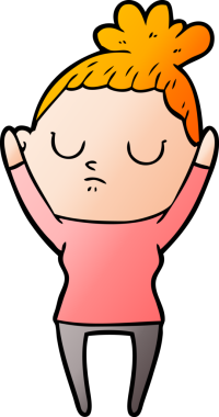 Bir insan tarafından çizilmiş sakin bir kadın çizgi filmi.