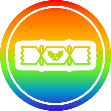Yılbaşı krakeri gökkuşağı gradyan bir insan tarafından çizilmiş dairesel simge