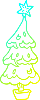 Soğuk gradyan çizgisi bir insan tarafından çizilmiş bir karikatür noel ağacı.