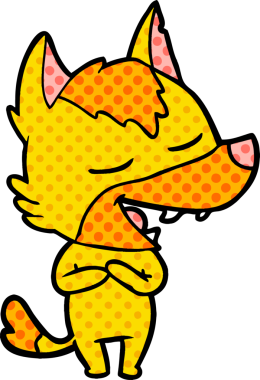 Bir insan tarafından çizilmiş tilki çizgi film karakteri