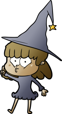 Bir insan tarafından çizilmiş karikatür ıslık çalan cadı kız.