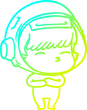 Bir insan tarafından çizilmiş soğuk gradyan çizgi çizimi meraklı bir astronot.