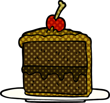 Bir insan tarafından çizilmiş çikolatalı pasta.