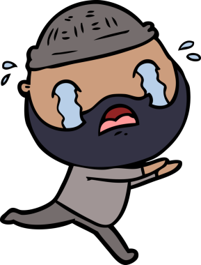 Çizgi film sakallı adam bir insan tarafından çizilmiş ağlıyor.