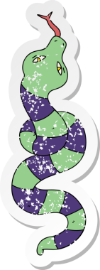 İnsan eliyle çizilmiş garip bir çizgi film yılanının sıkıntılı çıkartması.