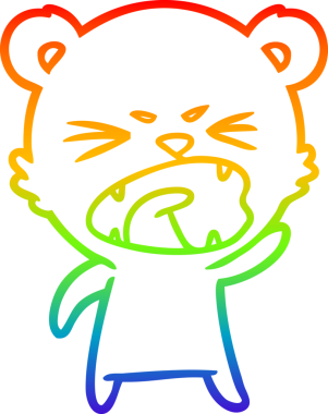 Bir insan tarafından çizilmiş kızgın bir kutup ayısının gökkuşağı gradyanı çizimi