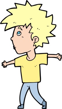 Bir insan tarafından çizilmiş çizgi film çocuğu.