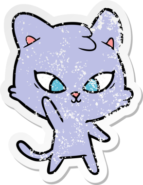 Bir insan tarafından çizilmiş şirin bir çizgi film kedisinin sıkıntılı çıkartması.