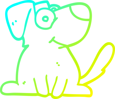 Bir insan tarafından çizilmiş mutlu bir köpeğin soğuk çizgi çizimi.