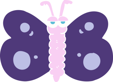 Bir insan tarafından çizilmiş kelebeğin düz renk çizimi