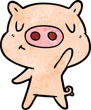 Bir insan tarafından çizilmiş çizgi film içerikli domuz.