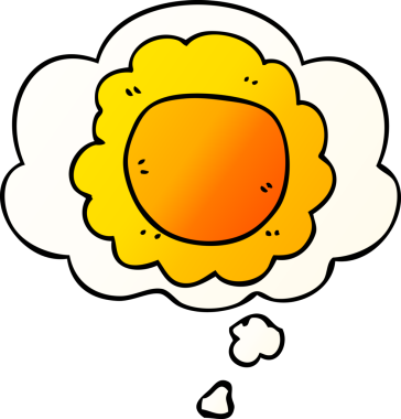 Düşünce baloncuğu olan karikatür çiçeği bir insan tarafından çizilmiş.