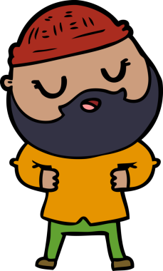 Bir insan tarafından çizilmiş sakallı bir çizgi film adamı.