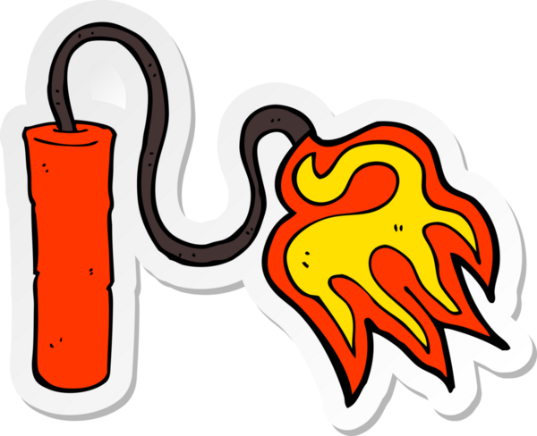 Bir insan tarafından çizilmiş karikatür dinamit çıkartması.