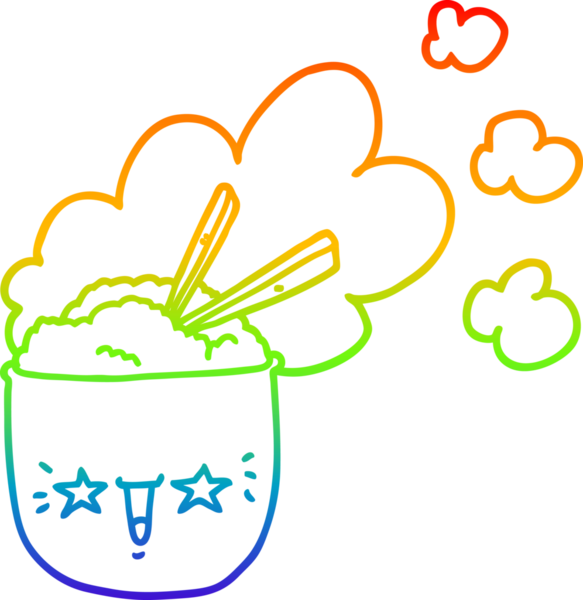 Gökkuşağı gradyan çizgisi. Bir insan tarafından çizilmiş sıcak pirinç kasesi.