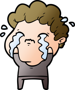 Bir insan tarafından çizilmiş ağlayan çizgi film adamı.