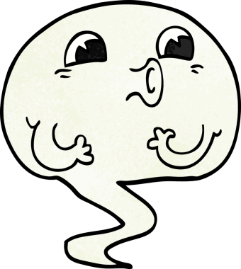 Bir insan tarafından çizilmiş ürkütücü karikatür hayaleti.